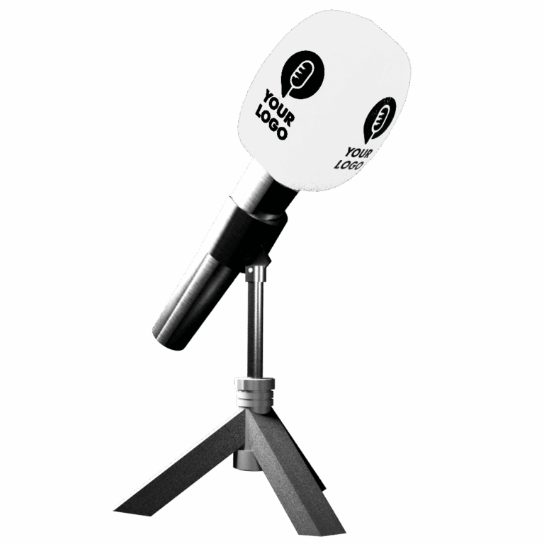 Custom microphone cover with logo - white flock