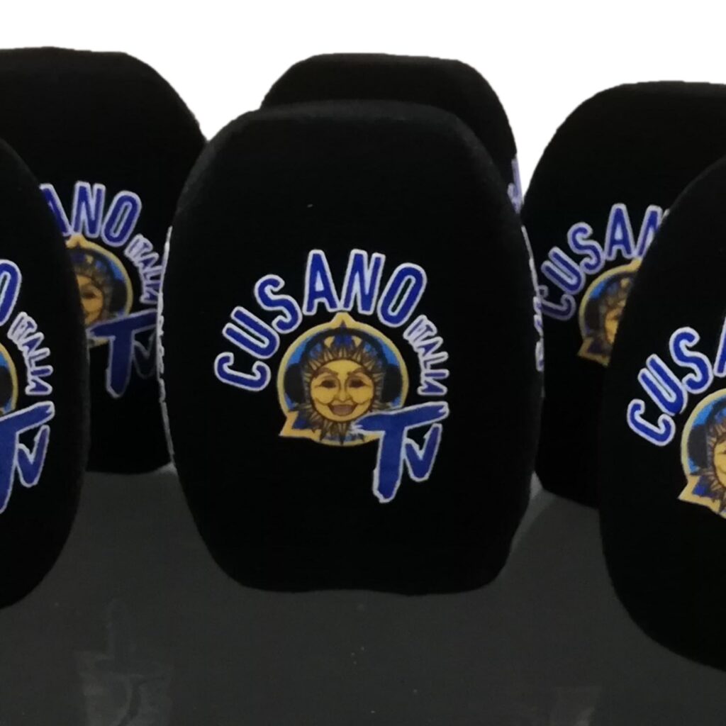 Photo of custom windscreen for Cusano Italia Tv, IT - printed microphone windshield by MicWindshields.com