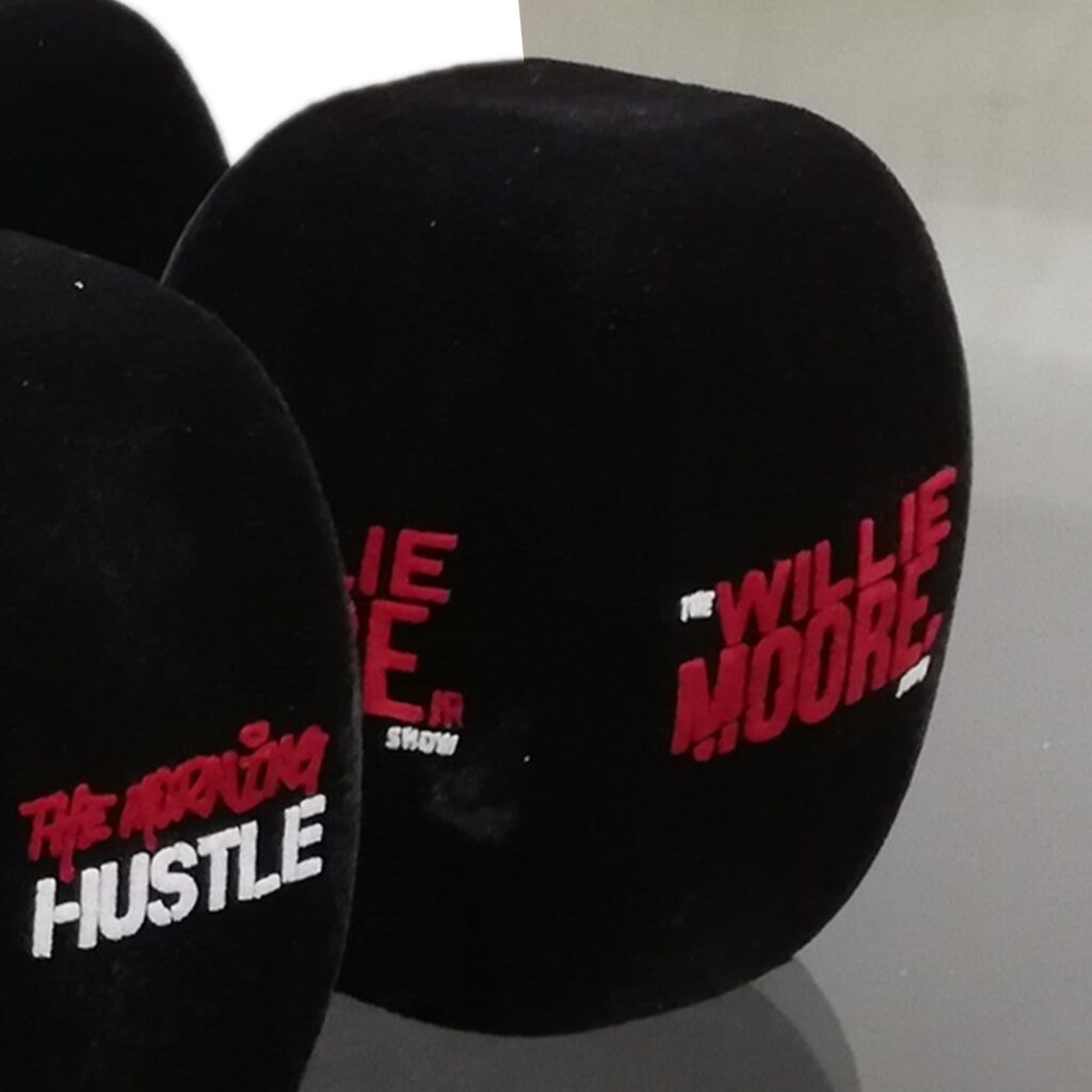 Photo of custom windscreen for The Willie Moore show, US - printed microphone windshield by MicWindshields.com
