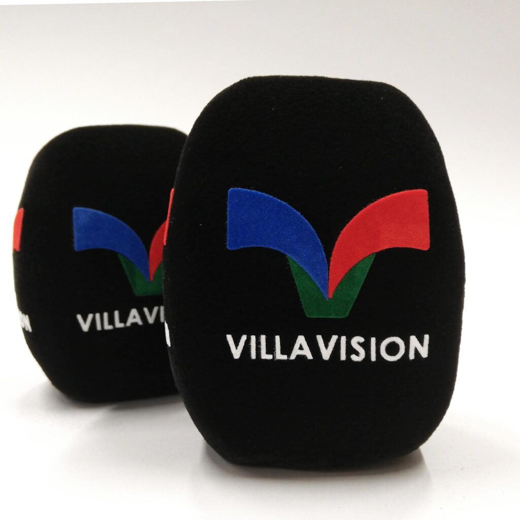 Photo of custom windscreen for Villavision, US - printed microphone windshield by MicWindshields.com