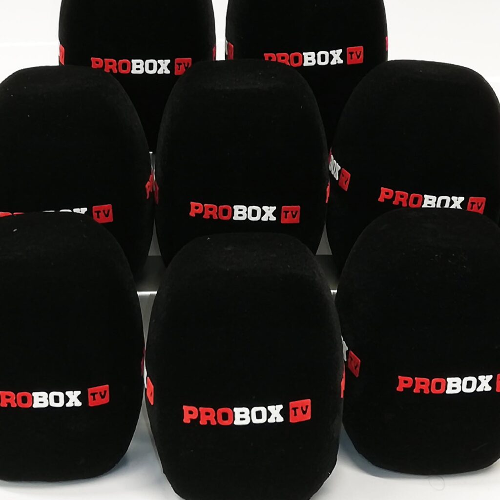 Photo of custom windscreen for ProBox Tv, US - printed microphone windshield by MicWindshields.com