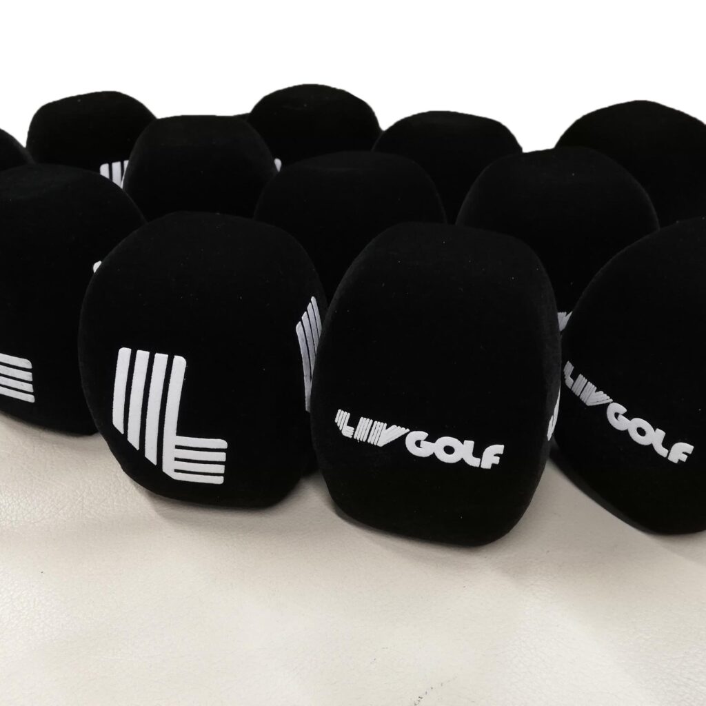 Photo of custom windscreen for LivGolf, UK - printed microphone windshield by MicWindshields.com