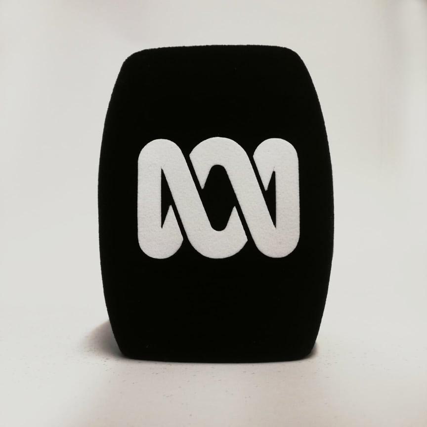 Photo of custom windscreen for Australian broadcasting Corporation, US - printed microphone windshield by MicWindshields.com