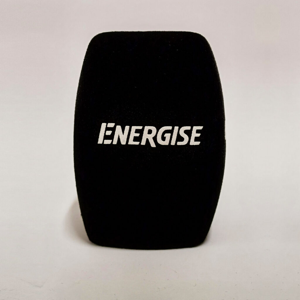Photo of custom windscreen for Energise, IE - printed microphone windshield by MicWindshields.com