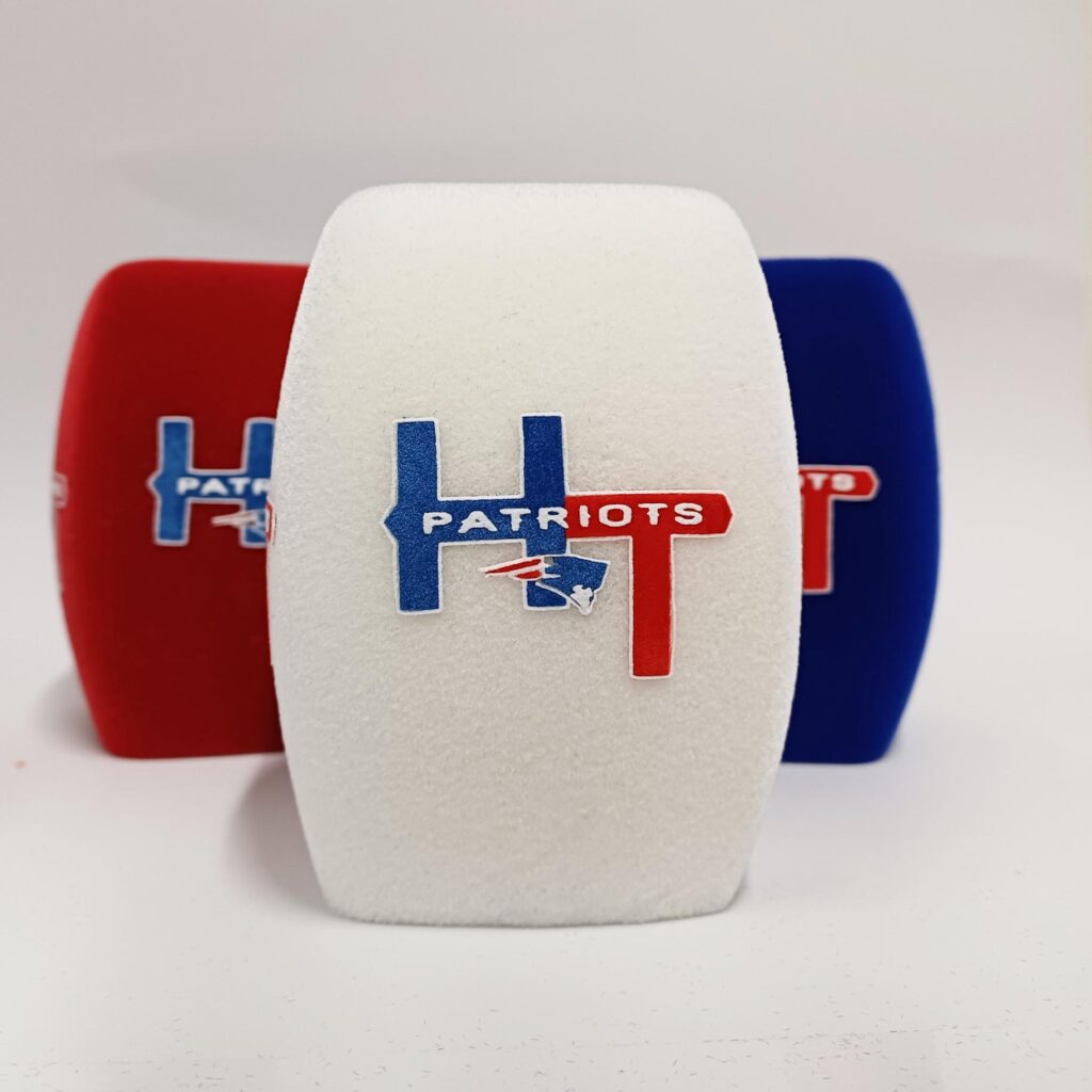 Photo of custom windscreen for HT Patriots, US - printed microphone windshield by MicWindshields.com