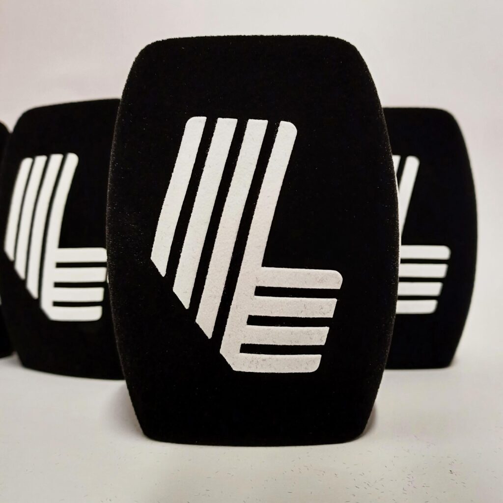 Photo of custom windscreen for LIV Golf, US - printed microphone windshield by MicWindshields.com