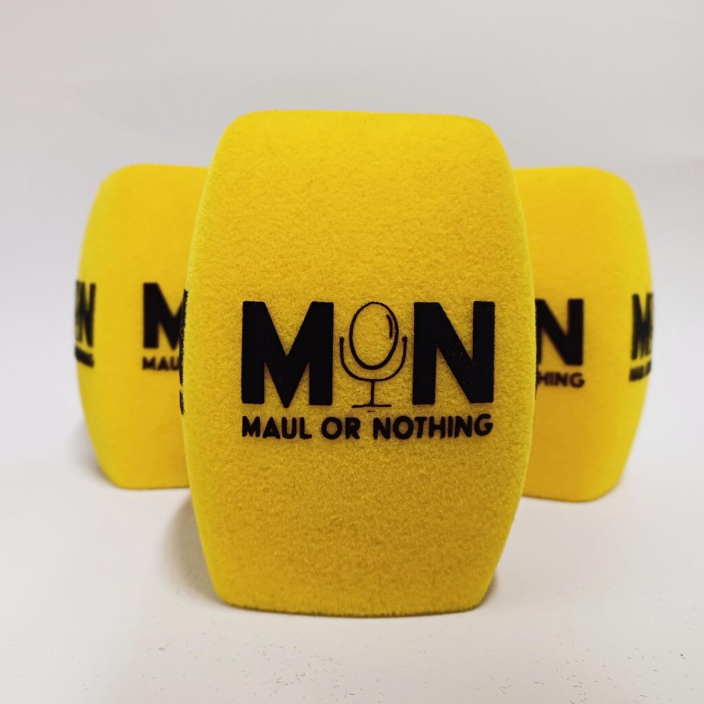 Photo of custom windscreen for MON - Maul or nothing, UK - printed microphone windshield by MicWindshields.com