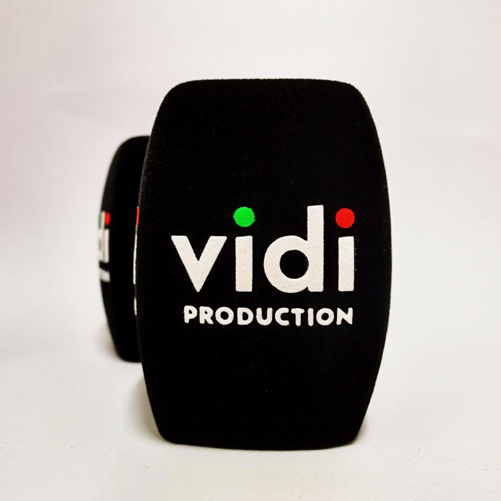 Photo of custom windscreen for Vidi Production, AT - printed microphone windshield by MicWindshields.com