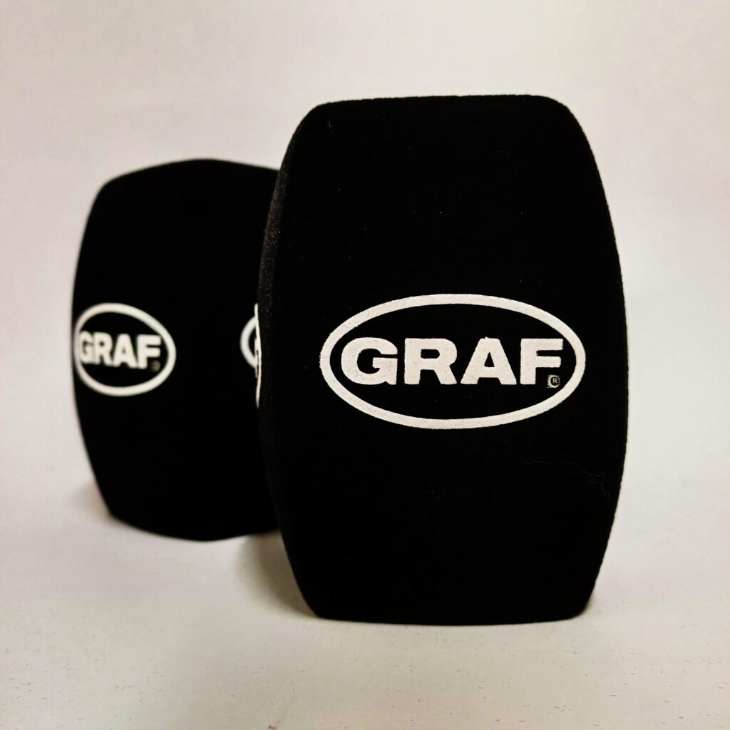 Photo of custom windscreen for GRAF ®, UK - printed microphone windshield by MicWindshields.com