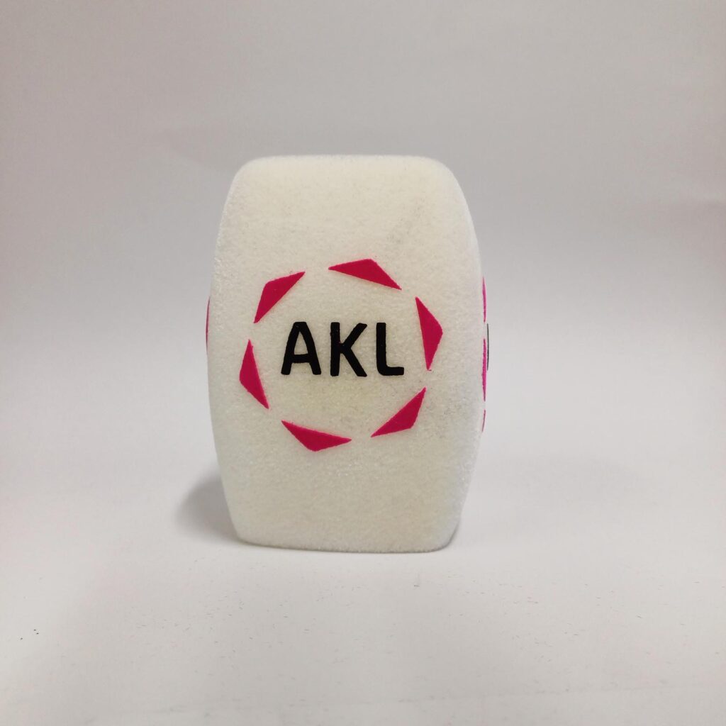 Photo of custom windscreen for AKL, FI - printed microphone windshield by MicWindshields.com