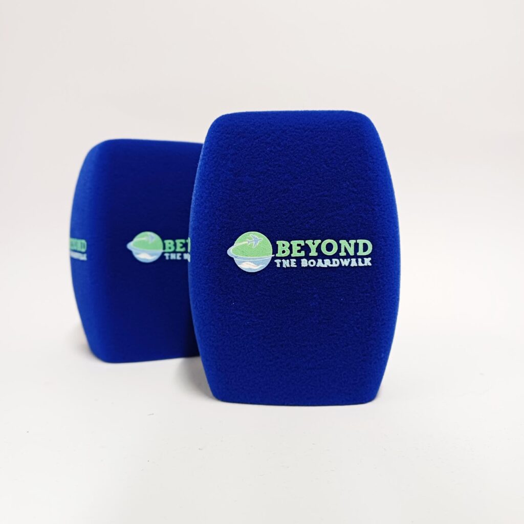 Photo of custom windscreen for Beyond The Beardwalk, UK - printed microphone windshield by MicWindshields.com