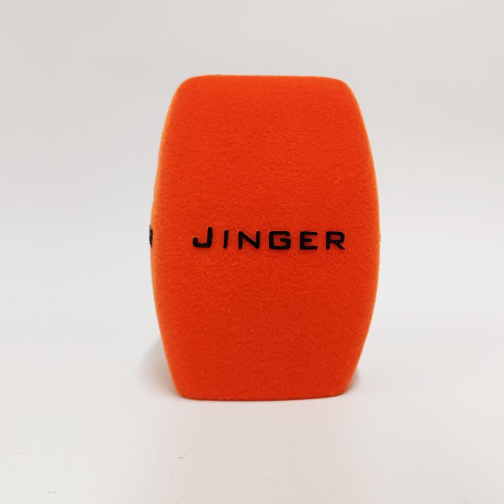 Photo of custom windscreen for JINGER, UK - printed microphone windshield by MicWindshields.com