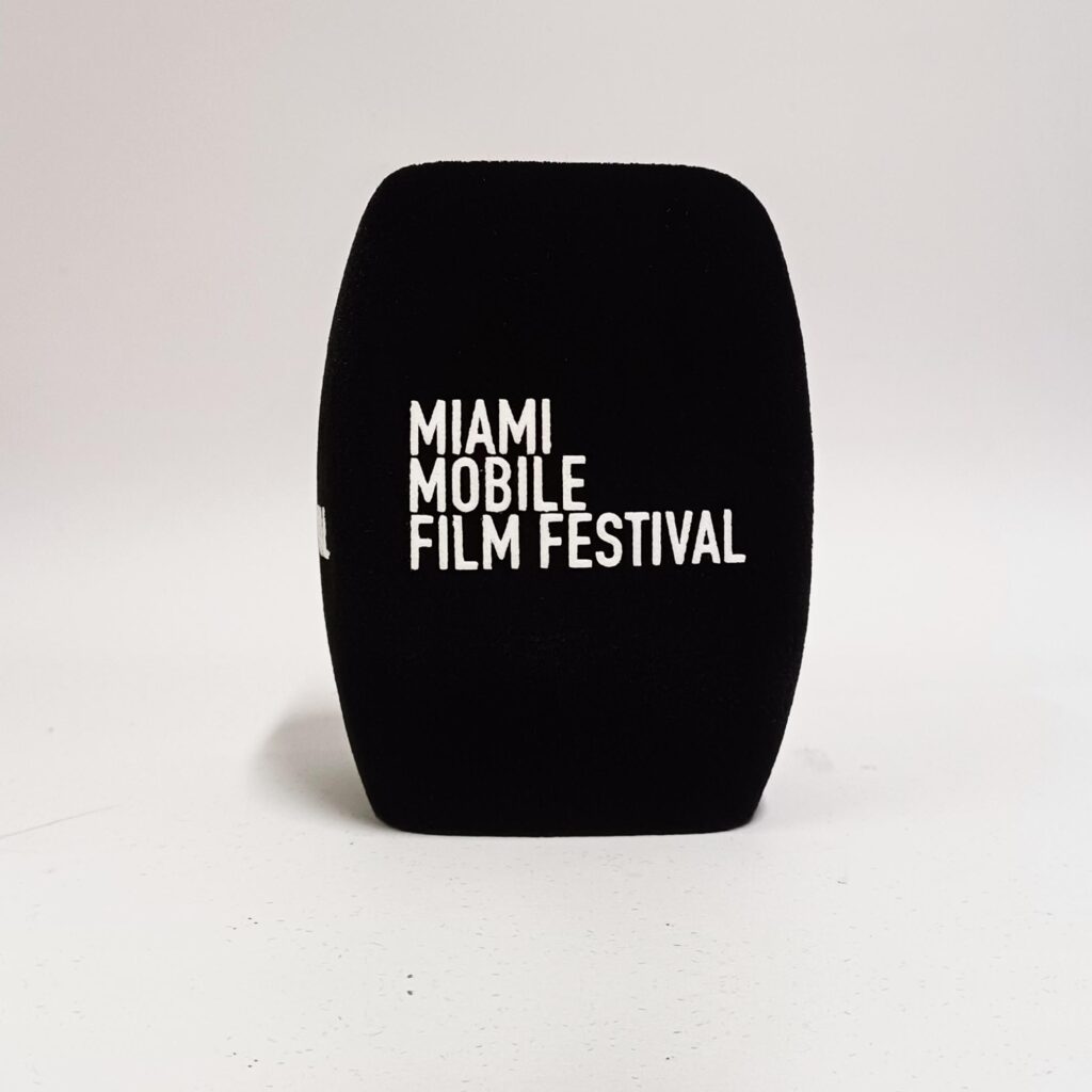 Photo of custom windscreen for Miami Mobile Film Festival, US - printed microphone windshield by MicWindshields.com