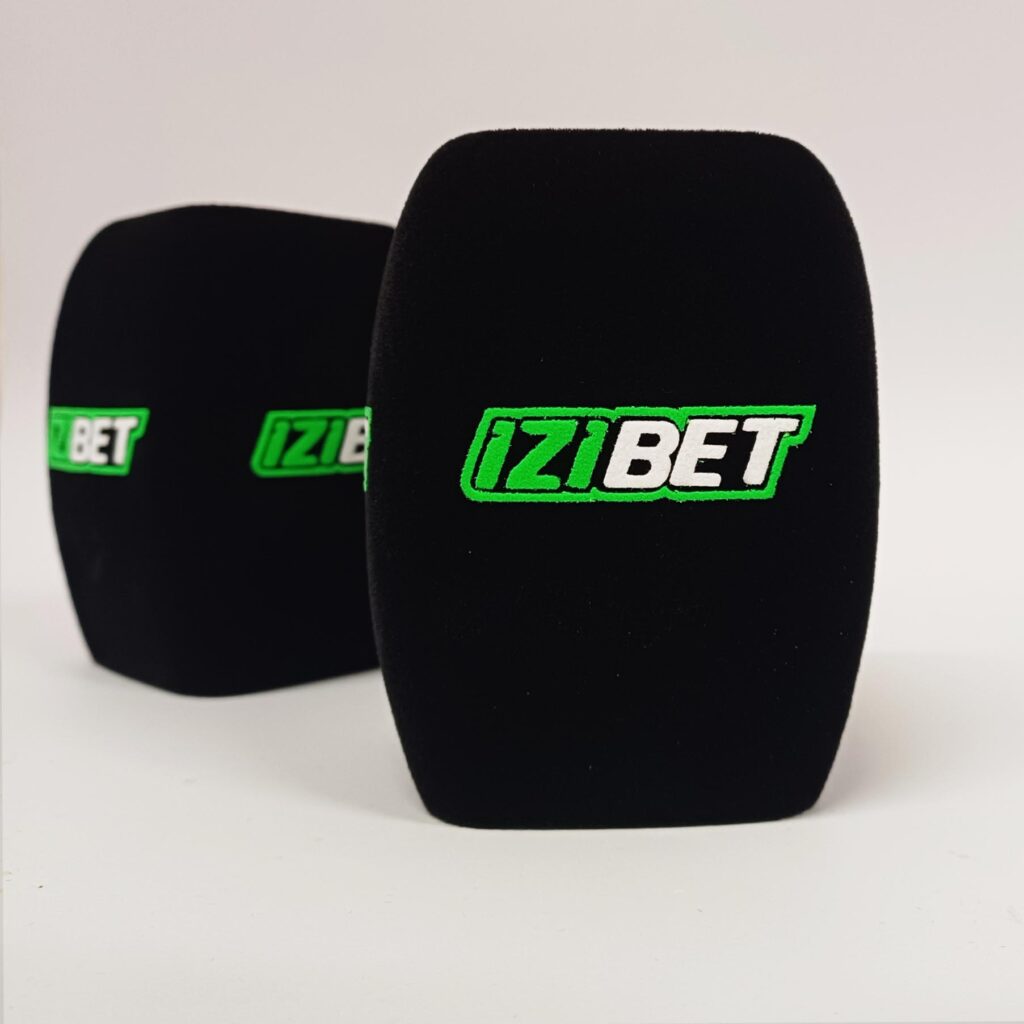 Photo of custom windscreen for IZIBET, MT - printed microphone windshield by MicWindshields.com