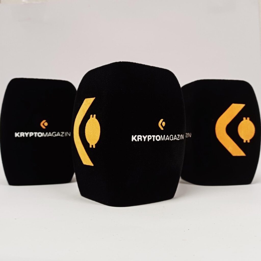 Photo of custom windscreen for Krypto Magazín, SK - printed microphone windshield by MicWindshields.com