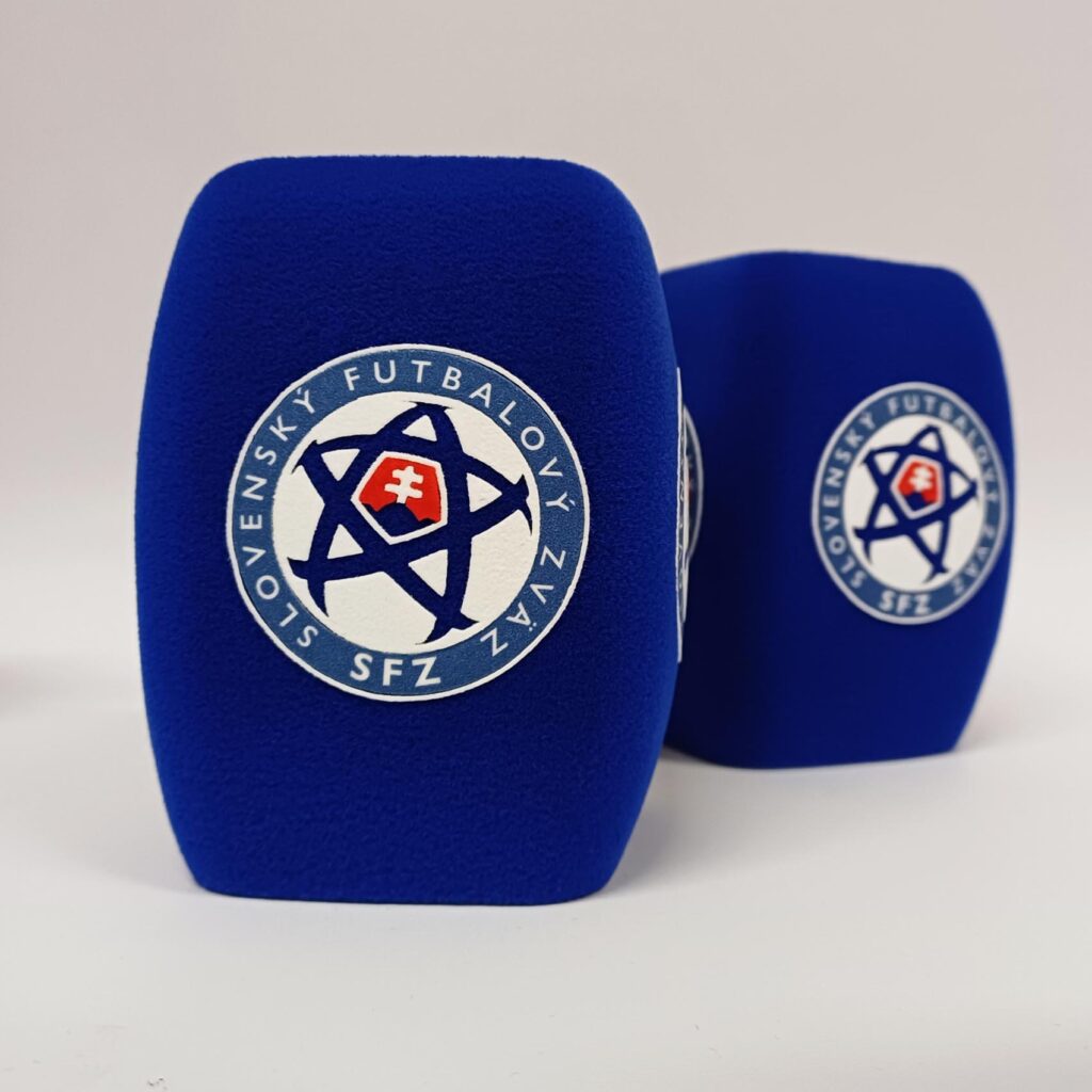 Photo of custom windscreen for Slovenský futbalový zväz, SK - printed microphone windshield by MicWindshields.com