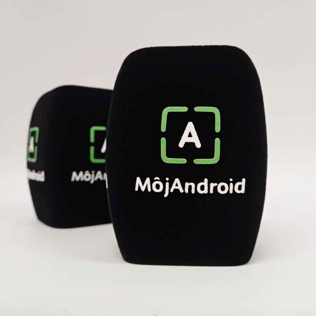 Photo of custom windscreen for Môj Android, SK - printed microphone windshield by MicWindshields.com