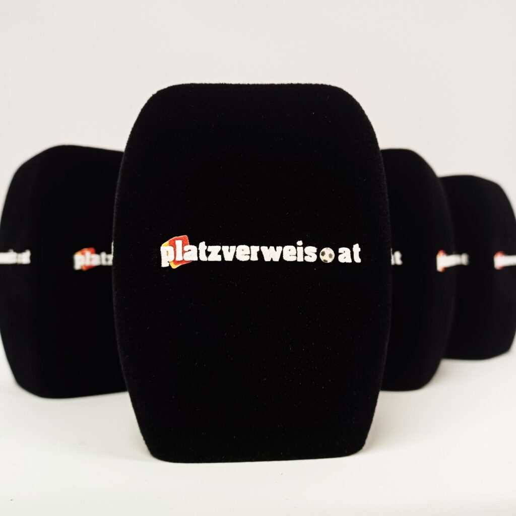 Photo of custom windscreen for Platzverweis.at, AT - printed microphone windshield by MicWindshields.com