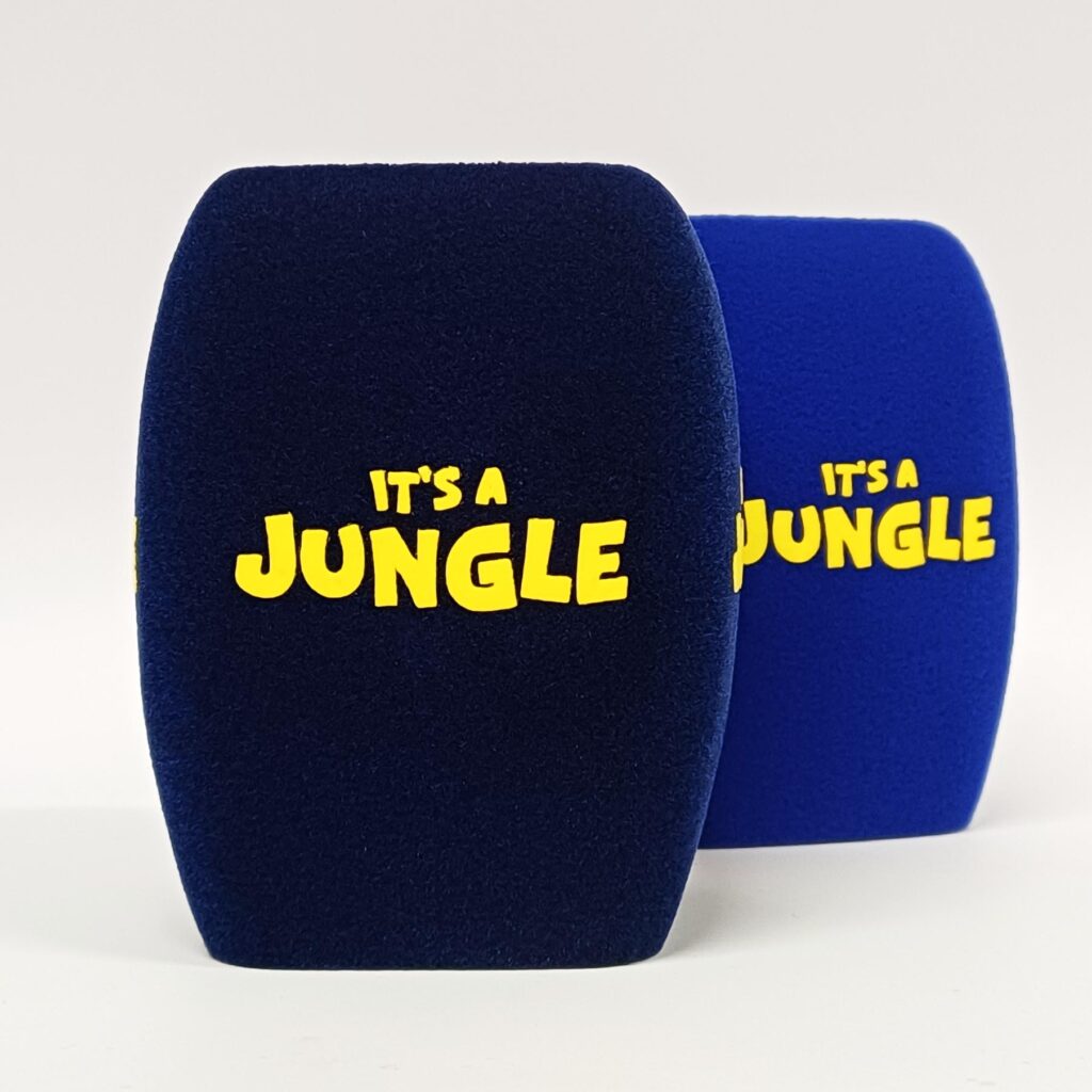 Photo of custom windscreen for It's a Jungle, UK - printed microphone windshield by MicWindshields.com