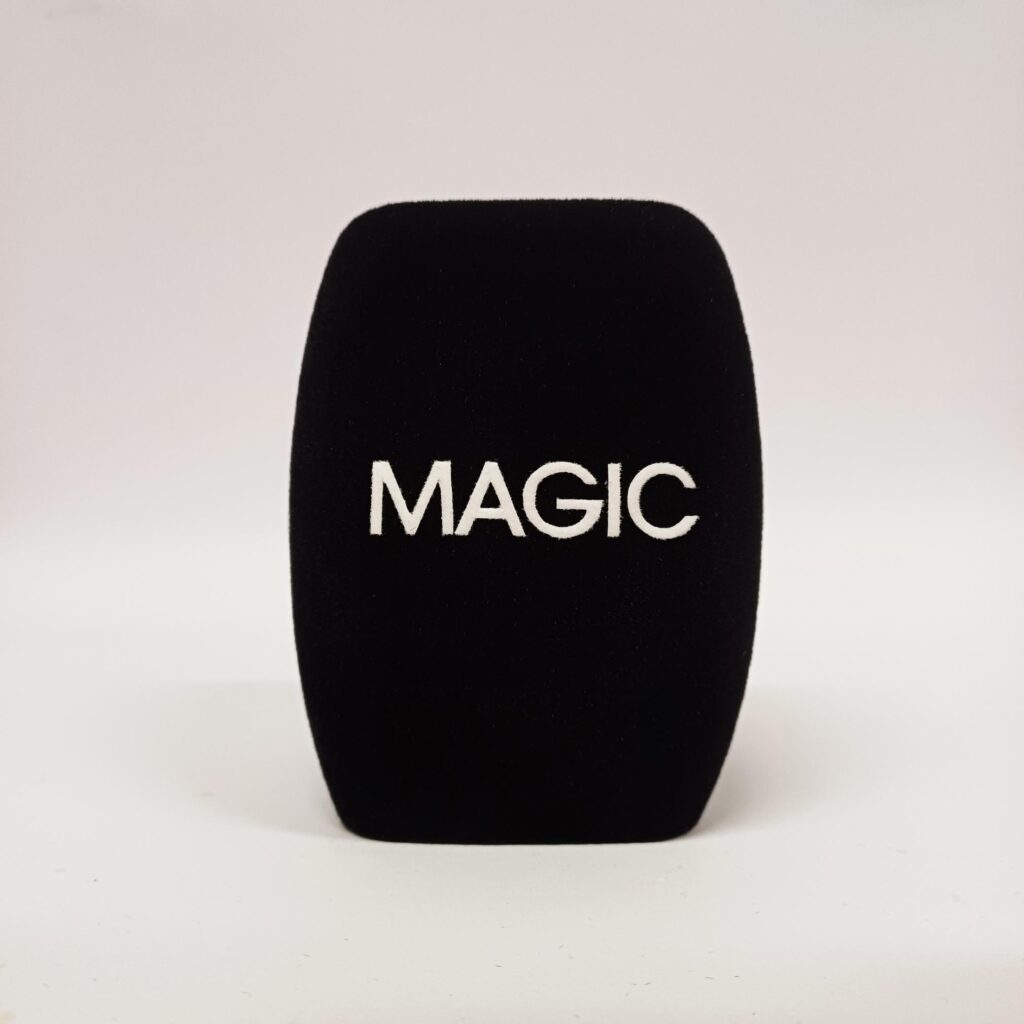 Photo of custom windscreen for Magic, US - printed microphone windshield by MicWindshields.com