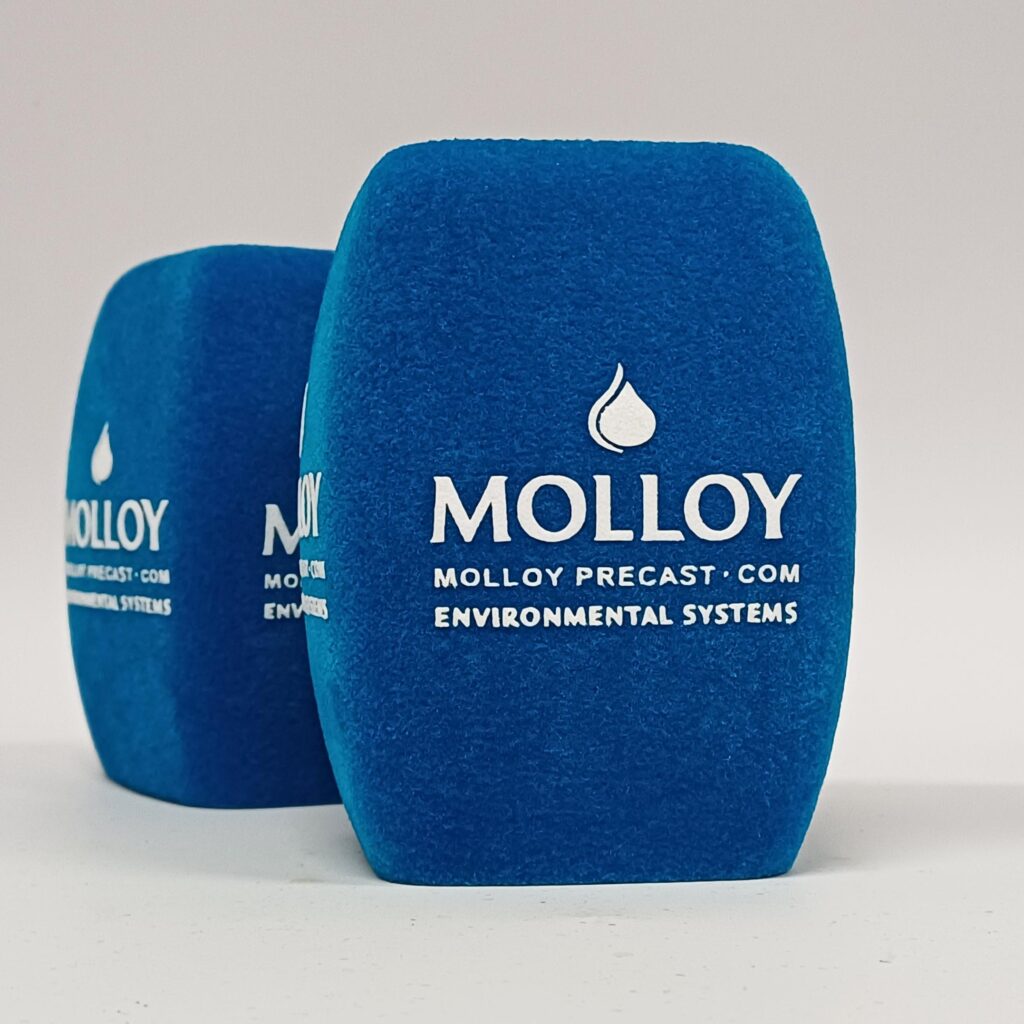 Photo of custom windscreen for Molloy, IE - printed microphone windshield by MicWindshields.com