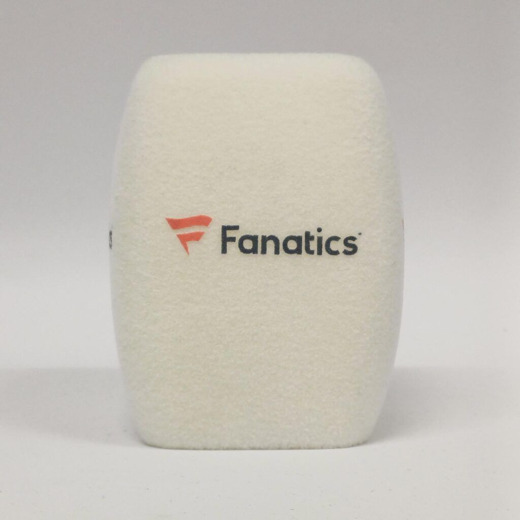 Photo of custom windscreen for Fanatics ®, UK - printed microphone windshield by MicWindshields.com