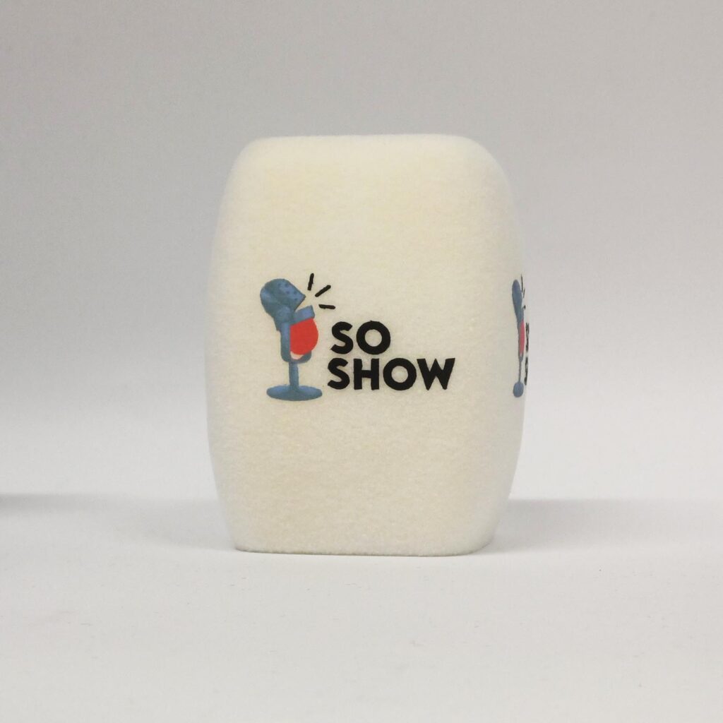 Photo of custom windscreen for SO SHOW, US - printed microphone windshield by MicWindshields.com