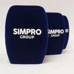 Photo of custom windscreen for SIMPRO Group, UK - printed microphone windshield by MicWindshields.com