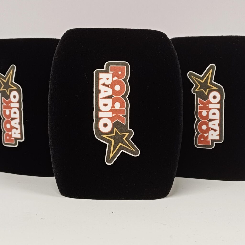 Photo of custom windscreen for Rock Radio, CZ - printed microphone windshield by MicWindshields.com