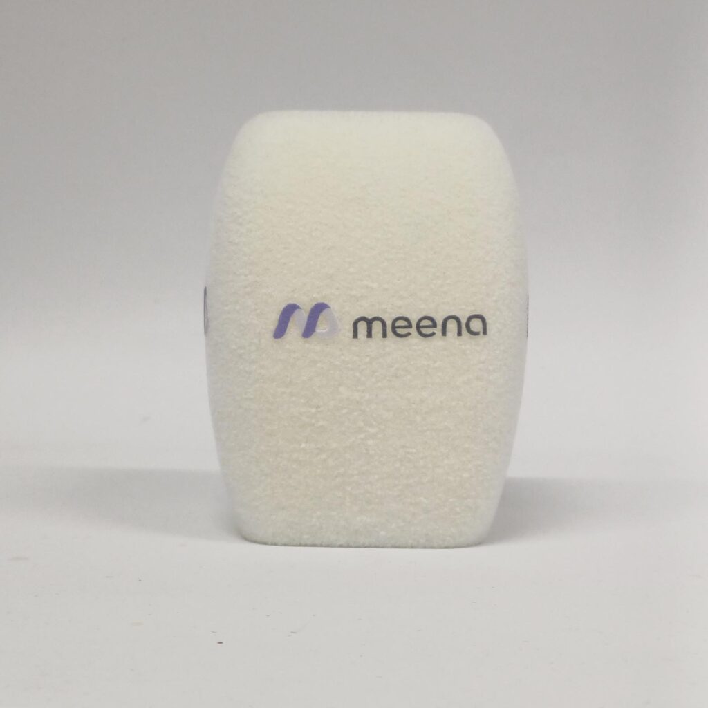 Photo of custom windscreen for Meena, SA - printed microphone windshield by MicWindshields.com