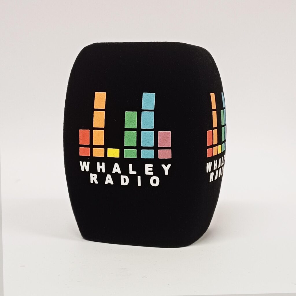 Photo of custom windscreen for Whaley Radio, UK - printed microphone windshield by MicWindshields.com