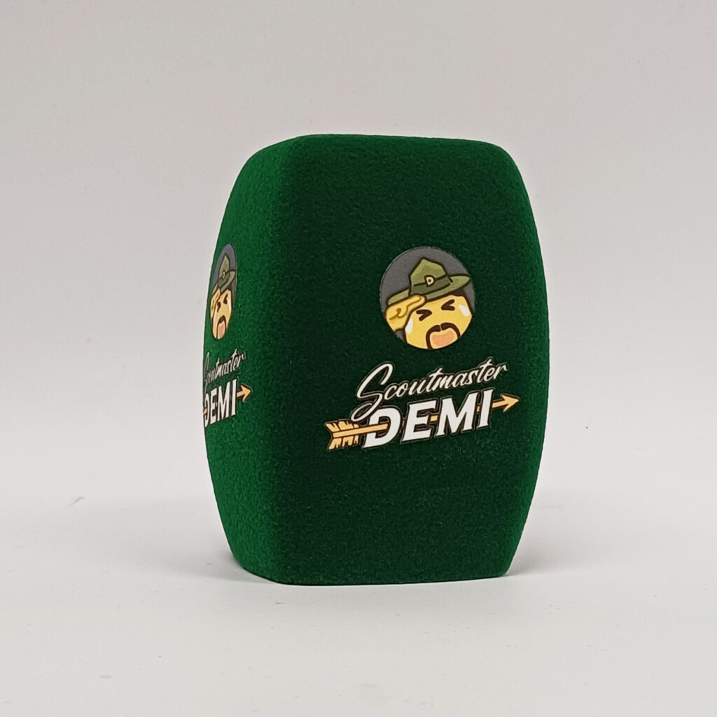 Photo of custom windscreen for Scoutmaster DEMI, US - printed microphone windshield by MicWindshields.com