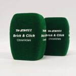 Photo of custom windscreen for Dan Astarita's Brick & Click Chronicles, UK - printed microphone windshield by MicWindshields.com