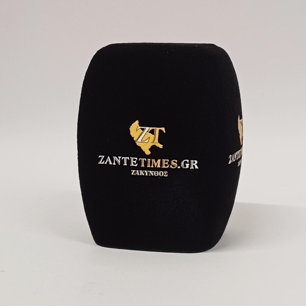 Photo of custom windscreen for ZanteTimes.gr, GR - printed microphone windshield by MicWindshields.com