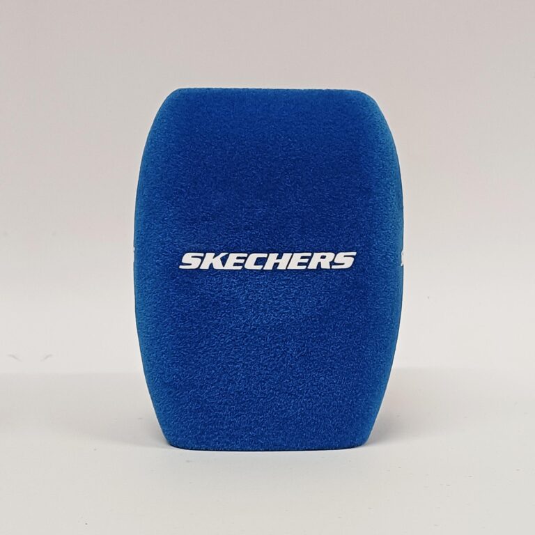 Photo of custom windscreen for Skechers, SA - printed microphone windshield by MicWindshields.com