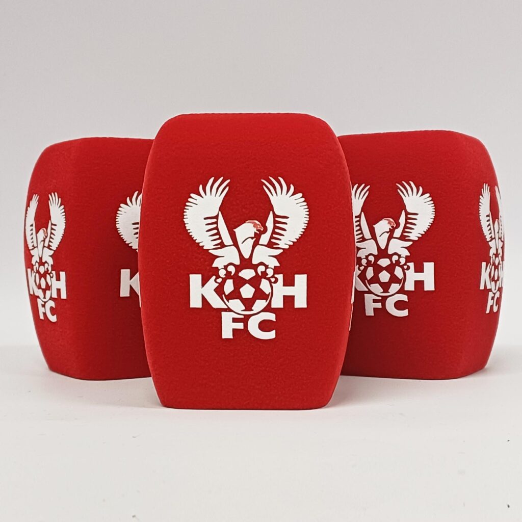 Photo of custom windscreen for KOH FC, UK - printed microphone windshield by MicWindshields.com