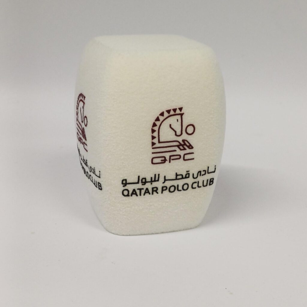 Photo of custom windscreen for Qatar Polo Club, QA - printed microphone windshield by MicWindshields.com