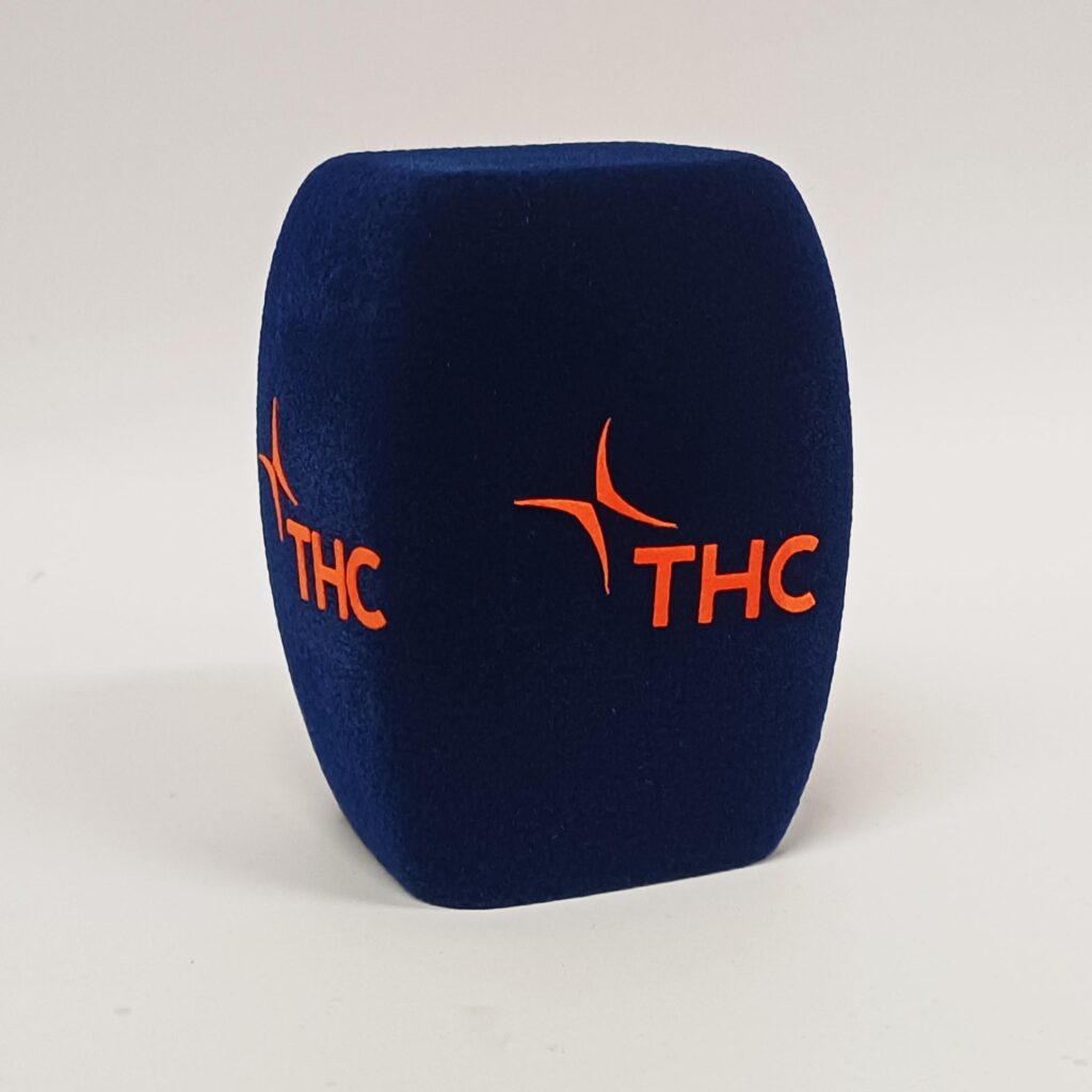 Photo of custom windscreen for THC, SA - printed microphone windshield by MicWindshields.com
