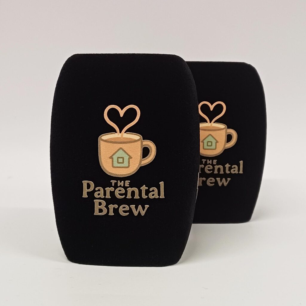 Photo of custom windscreen for The Parental Brew, AE - printed microphone windshield by MicWindshields.com
