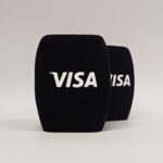 Photo of custom windscreen for VISA, UK - printed microphone windshield by MicWindshields.com