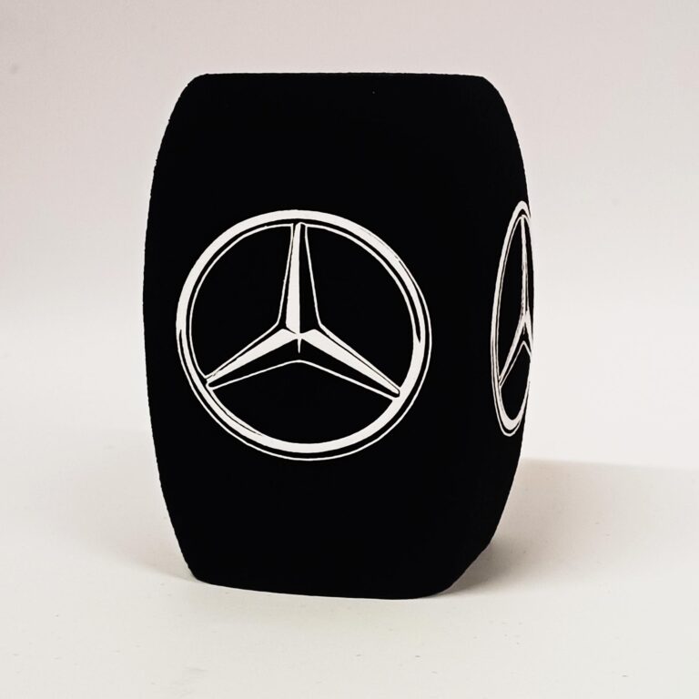 Photo of custom windscreen for Mercedes, UK - printed microphone windshield by MicWindshields.com