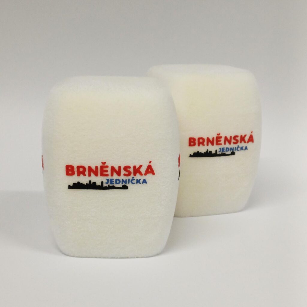 Photo of custom windscreen for Brněnská Jednička, CZ - printed microphone windshield by MicWindshields.com