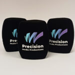 Photo of custom windscreen for Precision Media Productions, IE - printed microphone windshield by MicWindshields.com