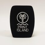 Photo of custom windscreen for Print Island, UK - printed microphone windshield by MicWindshields.com