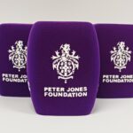 Photo of custom windscreen for Peter Jones Foundation, UK - printed microphone windshield by MicWindshields.com