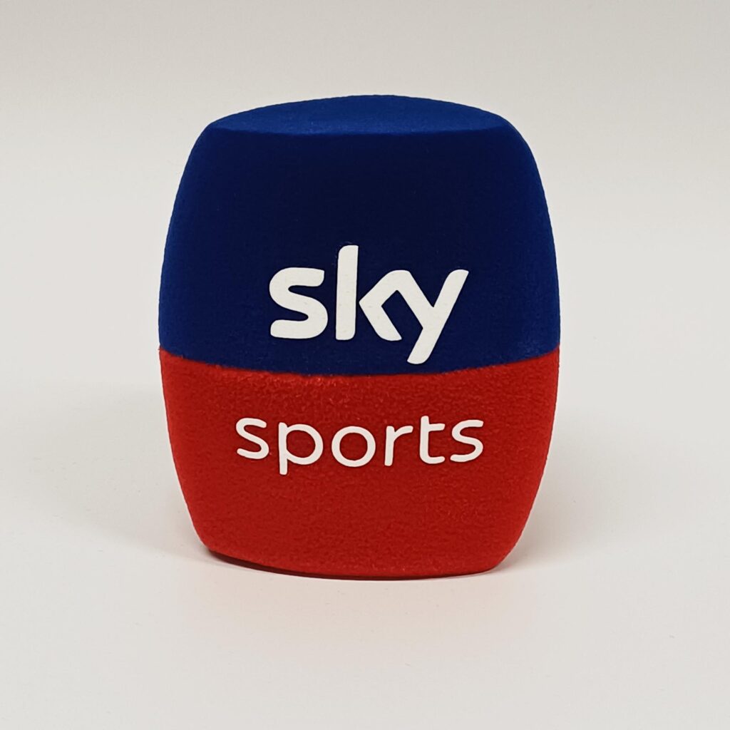 Photo of custom windscreen for Sky sports, IE - printed microphone windshield by MicWindshields.com
