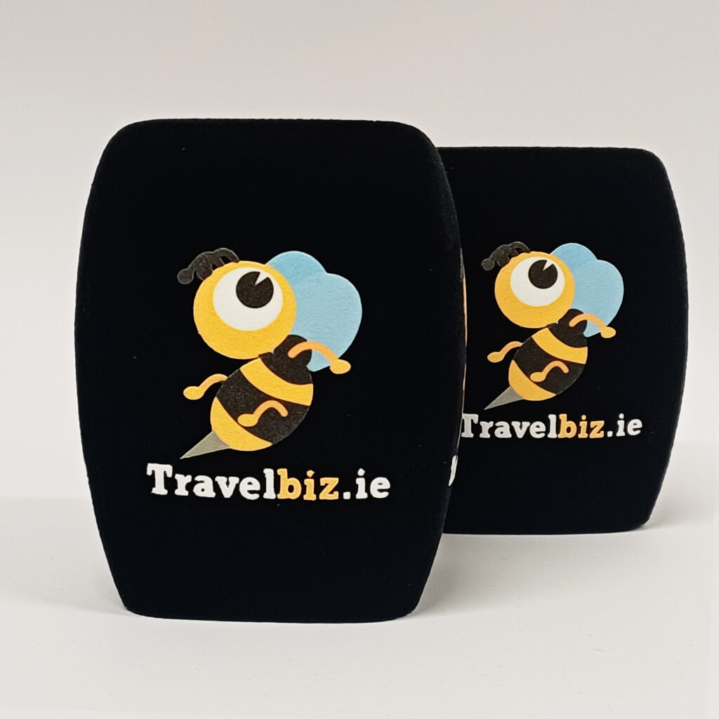 Photo of custom windscreen for TravelBiz.ie, IE - printed microphone windshield by MicWindshields.com