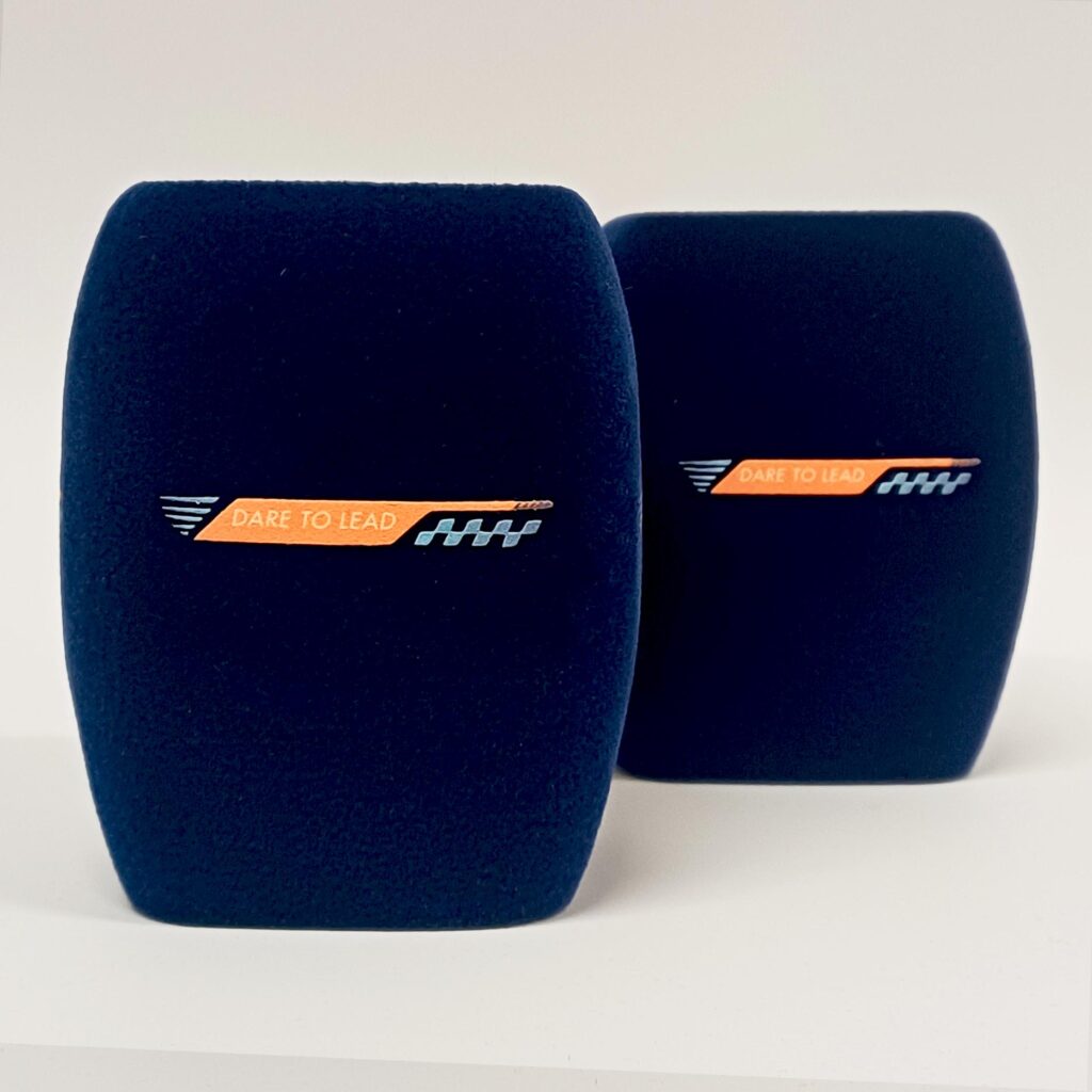 Photo of custom windscreen for Dare to Lead, UK - printed microphone windshield by MicWindshields.com