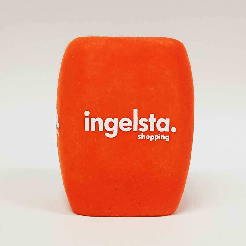 Photo of custom windscreen for Ingelsta shopping, SE - printed microphone windshield by MicWindshields.com
