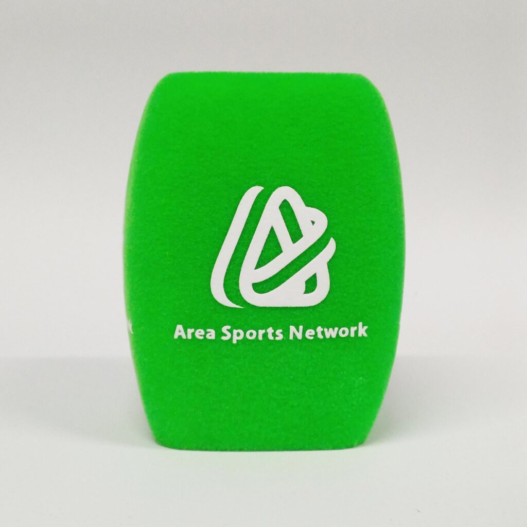 Photo of custom windscreen for Area Sports Network, US - printed microphone windshield by MicWindshields.com